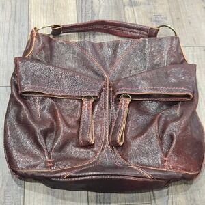 NWOT 49 Square Miles Burgundy Leather Hobo Shoulder Bag Grained Boho Anthro